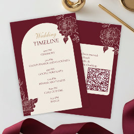 Deep Burgundy Floral Arch Wedding Timeline Card エンクロージャーカード