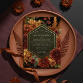 Deep Burgundy Floral Autumn Wedding 招待状