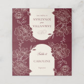 Deep Burgundy Floral Meal Choice Wedding Table プレイスカード (外部開封)