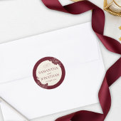 Deep Burgundy Floral Wedding Envelope Seal ラウンドシール
