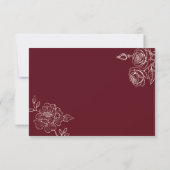 Deep Burgundy Floral Wedding RSVP with QR Code (裏面)