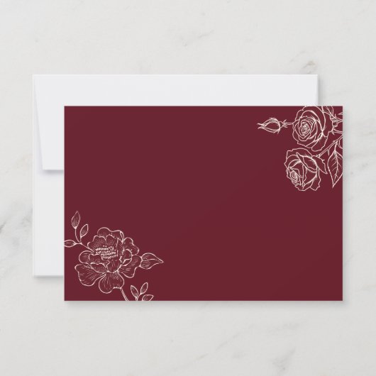Deep Burgundy Floral Wedding RSVP with QR Code (裏面)