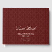 Deep Burgundy Formal Modern Classic Damask Wedding ゲストブック (正面)