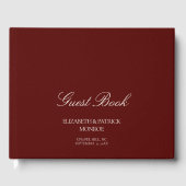 Deep Burgundy Formal Modern Classic Estate Wedding ゲストブック (正面)
