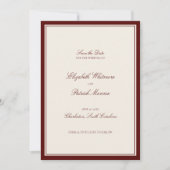 Deep Burgundy Formal Modern Classic Estate Wedding セーブザデート (正面)