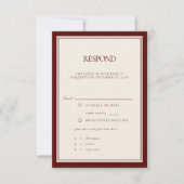 Deep Burgundy Formal Modern Classic Estate Wedding 出欠カード (正面)