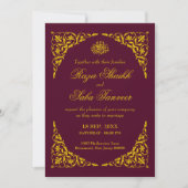 Deep Burgundy Islamic Wedding Invitation 招待状 (正面)