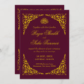 Deep Burgundy Islamic Wedding Invitation 招待状 (正面/裏面)