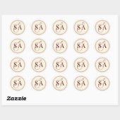 Deep Burgundy Ivory Monogram Old Money Wedding  ラウンドシール (シート)