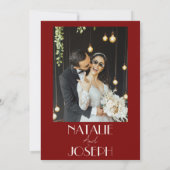 Deep Burgundy Ivory Old Money Retro Photo Wedding 招待状 (裏面)