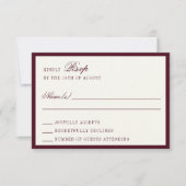 Deep Burgundy Ivory QR Code Wedding RSVP Card (正面)