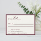 Deep Burgundy Ivory QR Code Wedding RSVP Card (スタンド正面)