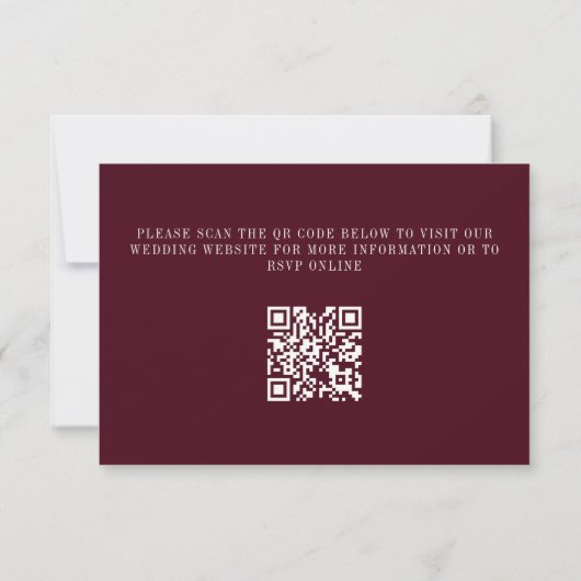 Deep Burgundy Ivory QR Code Wedding RSVP Card (裏面)