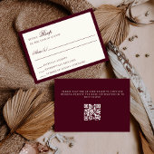Deep Burgundy Ivory QR Code Wedding RSVP Card