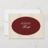 Deep Burgundy Ivory Stripes Oval Old Money RSVP (正面)