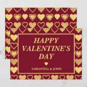 Deep Burgundy Luxury Hearts Valentine’s Gift シーズンカード (正面/裏面)