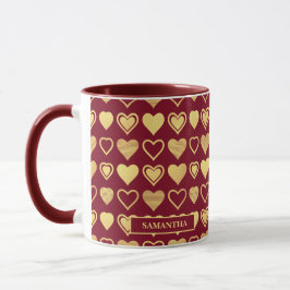 Deep Burgundy Luxury Hearts Valentine’s Gift マグカップ