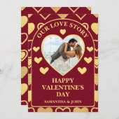 Deep Burgundy Luxury Hearts Valentine’s Gift Photo シーズンカード (正面/裏面)