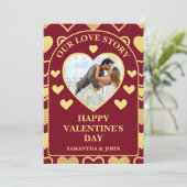Deep Burgundy Luxury Hearts Valentine’s Gift Photo シーズンカード (スタンド正面)