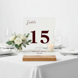 Deep Burgundy Minimalist Wedding Table Number アクリルサイン