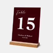 Deep Burgundy Minimalist Wedding Table Number アクリルサイン (傾斜)