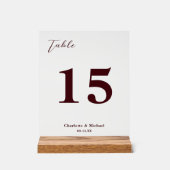 Deep Burgundy Minimalist Wedding Table Number アクリルサイン (正面)