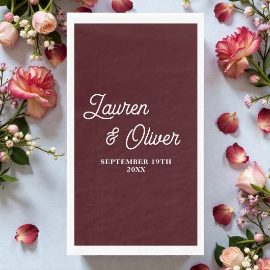 Deep Burgundy Script Minimalist Wedding