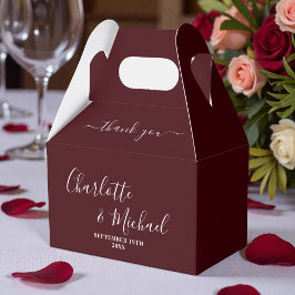 Deep Burgundy Script Minimalist Wedding Thank You フェイバーボックス