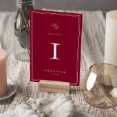 Deep Burgundy Script Wedding テーブルナンバー