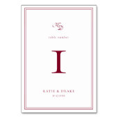 Deep Burgundy Script Wedding テーブルナンバー (裏面)