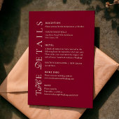 Deep Burgundy Script Wedding Details エンクロージャーカード