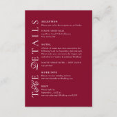 Deep Burgundy Script Wedding Details エンクロージャーカード (正面)