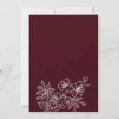 Deep Burgundy White Floral Line Art | Wedding 招待状 (裏面)