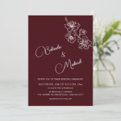 Deep Burgundy White Floral | Photo Wedding 招待状 (スタンド正面)