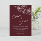Deep Burgundy White Floral | Photo Wedding 招待状 (スタンド正面)