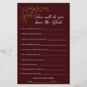 Deep Burgundy Who Knows The Bride Shower Game (正面)