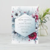 Deep Burgundy Winter Bloom Wedding 招待状 (スタンド正面)