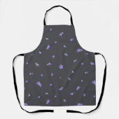 Deep Charcoal Balloon Flower Floral Pattern エプロン (正面)