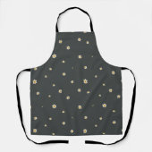 Deep Charcoal Japanese Narcissus Floral Pattern エプロン (正面)