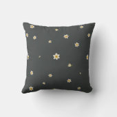 Deep Charcoal Japanese Narcissus Floral Pattern クッション (裏面)
