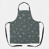 Deep Charcoal Japanese Snowdrop Floral Pattern エプロン (正面)