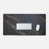 Deep Charcoal Slate and Gold Vein Desk Mat デスクマット (キーボード&マウス)
