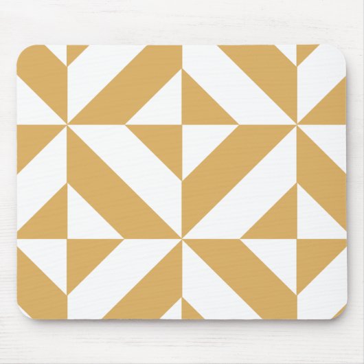 Deep Cool Gold Geometric Deco Cube Pattern マウスパッド (正面)