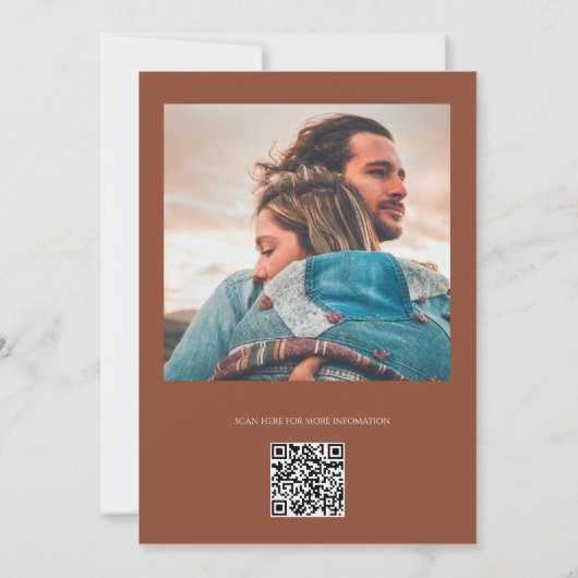 Deep Copper Minimalist Modern Calligraphy Wedding 招待状 (裏面)