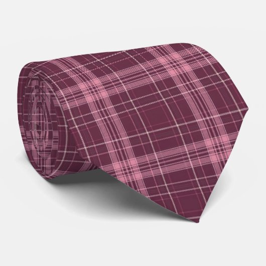 Deep Cranberry Red Tartan Plaid ネクタイ (ロール)