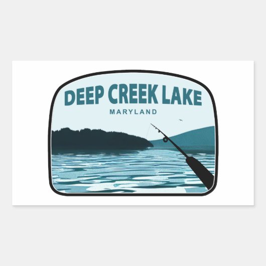 Deep Creek Lake Maryland Fishing Rod 長方形シール (正面)