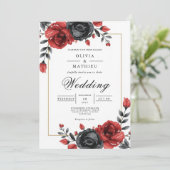 Deep Crimson Rose Botanical Wedding 招待状 (スタンド正面)