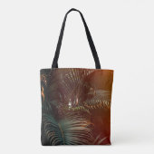 Deep dark green palm leaves pattern with bright or トートバッグ (裏面)