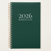 Deep Emerald 2026 Planner | Custom Title & Initial プランナー手帳 (正面)