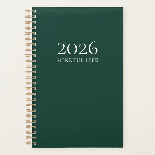 Deep Emerald 2026 Planner | Custom Title & Initial プランナー手帳 (正面)